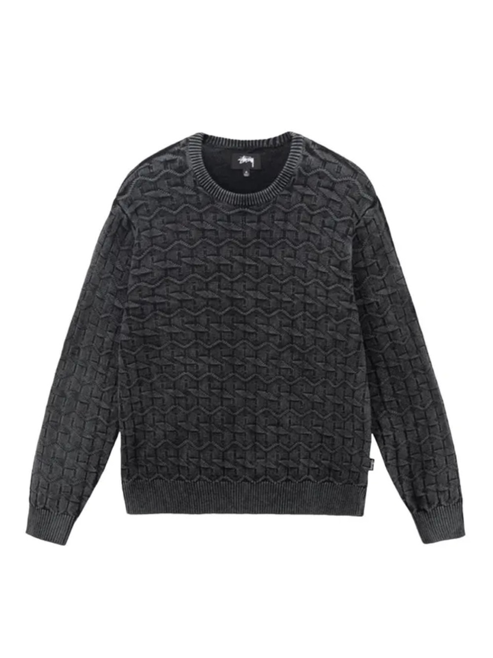 Stussy Textured Stussy Strand Crew Neck Sweater Washed Black Men’s Size S